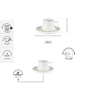 Karaca Nap 6 Kişilik Kahve Fincanı Takımı 80 ml görseli 2