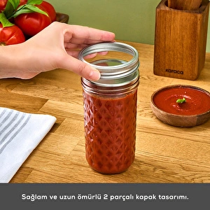 Karaca x Refika Boyunsuz Kavanoz Baklava Desen 650 ml görseli 5
