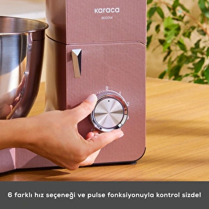 Karaca Multichef Ultra Kıyma Çekme/Sucuk-Sosis/İçli Köfte Aparatlı Hamur Yoğurma Makinesi Rosegold 2000W 8L görseli 9