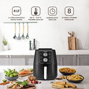 Homend Airfryday 2509h Siyah Silver Çelik Hazneli 4L