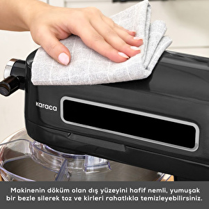 Karaca Pro Artisan Tartılı Dijital Ekran Zaman Ayarlı Döküm Hamur Yoğurma Makinesi Matte Black 5L görseli 10