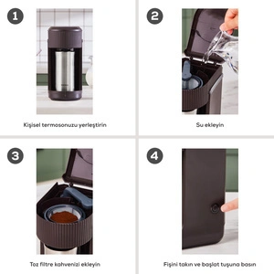 Karaca Mono Personal Termos Hediyeli Filtre Kahve Makinesi Walnut Brown görseli 8