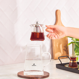 Karaca Giza Borosilikat Cam Mini Çaydanlık Takımı 0,45L & 1,5L görseli 8