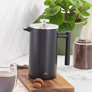 Karaca Çift Cidarlı Mat Siyah French Press 1000 ml görseli 1