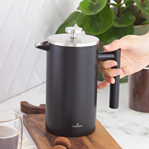 Karaca Çift Cidarlı Mat Siyah French Press 1000 ml görseli 2