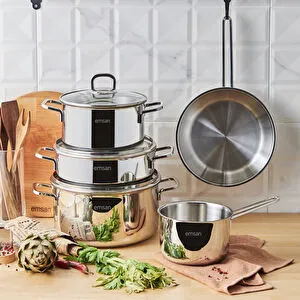Emsan Cocinero 8 Parça Çelik Tencere Seti görseli 1