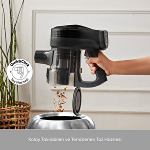 Karaca Vantuz Power Force Max 2 in 1 Şarj Edilebilir Dikey Süpürge Silver görseli 8