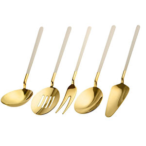Jumbo Paint Cream Gold 5 Parça Servis Takımı görseli 1
