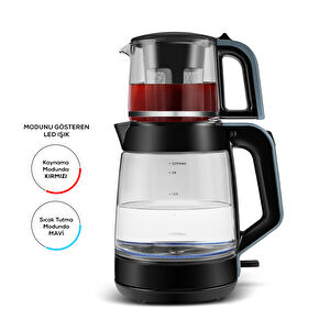Karaca Glass Tea XL 2in1 Cam Çay Makinesi ve Kettle Ocean Wave görseli 1
