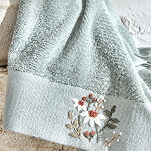 Karaca Home Comfort Touch Nakışlı Mint %100 Pamuk Havulu 50x90 Cm görseli 2