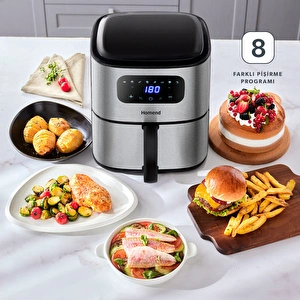 Homend Airfrday 2503H 8 Farklı Program Dokunmatik Ekran Wi-Fi ile Kontrol Smart Airfryer 4,2L  görseli 3