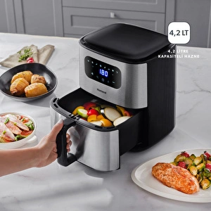 Homend Airfrday 2503H 8 Farklı Program Dokunmatik Ekran Wi-Fi ile Kontrol Smart Airfryer 4,2L  görseli 4