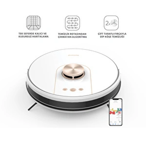 Homend Alex Laser Pro 1286H Moplu ve Haritalamalı Akıllı Robot Süpürge Beyaz Gold görseli 1