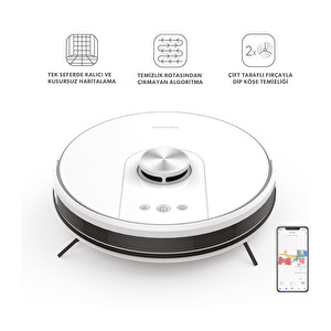 Homend Alex Laser Pro 1286H Moplu ve Haritalamalı Akıllı Robot Süpürge Beyaz Silver görseli 1