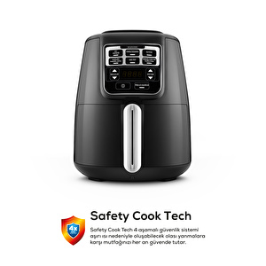 Karaca Air Pro Cook XL 2 in 1 Konuşan Airfryer Black Chrome 4L görseli 6