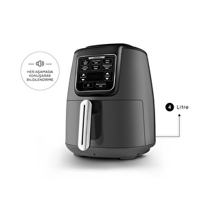 Karaca Air Pro Cook XL 2 in 1 Konuşan Airfryer Space Gray 4 Kişilik görseli 4