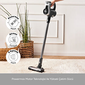 Karaca Vantuz Power Force Max 2 in 1 Şarj Edilebilir Dikey Süpürge Silver görseli 1
