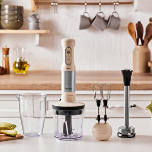 Karaca Mastermaid Prosteel Blender Seti Soft Cream-Inox 1500W