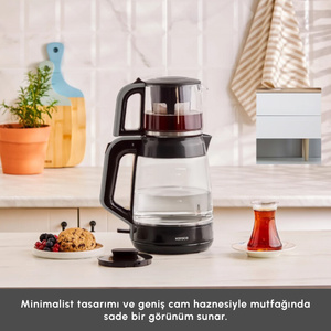 Karaca Glass Tea XL 2 in1 Cam Çay Makinesi Space Gray görseli 4