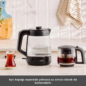 Karaca Glass Tea XL 2 in1 Cam Çay Makinesi Space Gray görseli 5