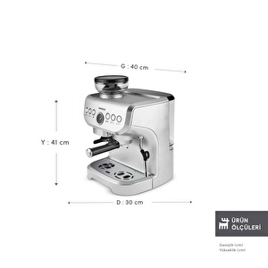 Karaca Coffee Art Barista Kahve Öğütücülü, Süt Köpürtücülü, 15 Bar Basınçlı Espresso, Latte, Cappuccino, Americano Makinesi Silver 2L 1450W görseli 2