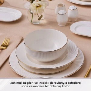 Karaca Elegance Bone Massimo 53 Parça 12 Kişilik Yemek Takımı Gold görseli 5