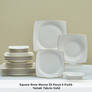 Karaca Square Bone Mensa 24 Parça 6 Kişilik Yemek Takımı Gold görseli 3