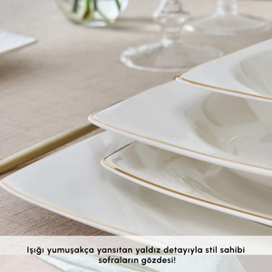 Karaca Square Bone Mensa 24 Parça 6 Kişilik Yemek Takımı Gold görseli 4