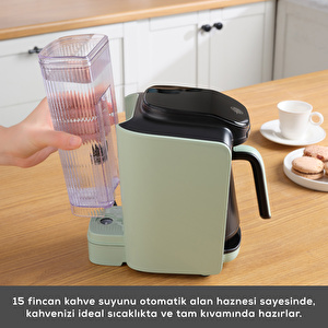 Karaca Hatır Su Hazneli Otomatik 5 Fincan Kapasiteli Türk Kahve Makinesi Cabbage Green görseli 9