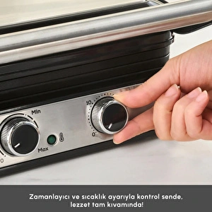 Karaca Inox Toastmate Grill 6 Dilim Kapasiteli Zaman Ayarlı Döküm Plakalı Izgara ve Tost Makinesi 2000W   görseli 6