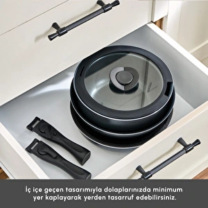 Karaca Biodiamond Easy Clip Çıkarılabilir Saplı 12 Parça Tencere ve Tava Seti görseli 8