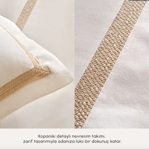 Karaca Home White Collection Bride Carina 80 Tel %100 Pamuk 8 Parça Evlilik Paketi Gold 