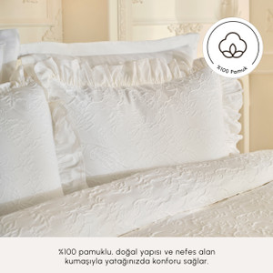 Karaca Home White Collection Tyra %100 Pamuk Çift Kişilik Yatak Örtüsü Beyaz