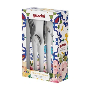 Guzzini Flower Lemon 24 Parça Çatal Kaşık Bıçak Takımı Mavi görseli 3