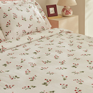 Karaca Home Silvie %100 Pamuk Çift Kişilik Pike Takımı Kırmızı  görseli 4