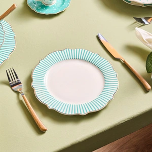Karaca New Romantic İnce Çizgili Pasta Tabağı 21 Cm Yeşil görseli 1