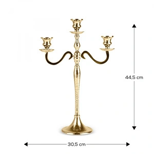 Karaca Home Rena 3'lü Şamdan Gold 44, 5x30, 5 Cm görseli 2