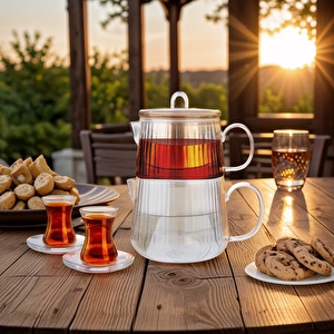 Karaca Aqualine Borosilikat Cam Midi Çaydanlık görseli 1