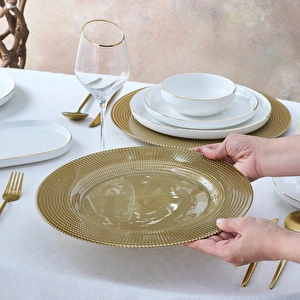 Karaca Home Marisa Yuvarlak Supla Simli Altın 33 Cm görseli 3
