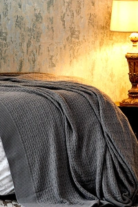 Karaca Home Eldora Gri Örgü Battaniyeli Nevresim Takımı Seti görseli 3