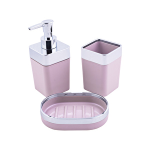 Karaca Home Pudra/Gümüş 5 Parça Kare Banyo Seti görseli 3
