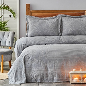Karaca Home Nancy Mavi Pano Çift Kişilik Yatak Örtüsü Set görseli 3