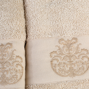 Karaca Home Eldora Simli Nakışlı Offwhite/Bej Hamam Seti görseli 3
