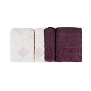 Karaca Home Valeria Royal Dantelli Mürdüm Hamam Seti görseli 2