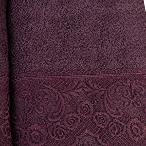 Karaca Home Valeria Royal Dantelli Mürdüm Hamam Seti görseli 4