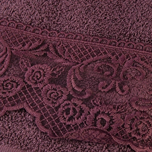 Karaca Home Valeria Royal Dantelli Mürdüm Hamam Seti görseli 5