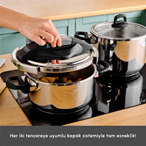 Karaca Perfect Gray İndüksiyon Tabanlı Düdüklü Tencere Seti 4+6 Lt görseli 5
