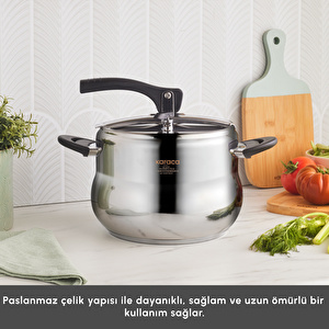Karaca Retro İndüksiyon Tabanlı Paslanmaz Çelik Düdüklü Tencere 6 Lt görseli 9