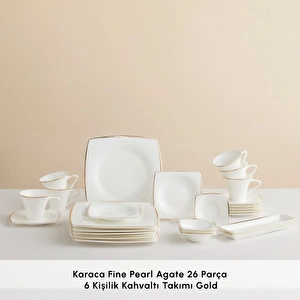 Karaca Fine Pearl Agate 26 Parça 6 Kişilik Kahvaltı Takımı Gold görseli 3