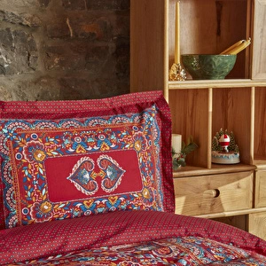 Karaca Home Mihver Pano %100 Pamuk Çift Kişilik Nevresim Takımı Kırmızı  görseli 6